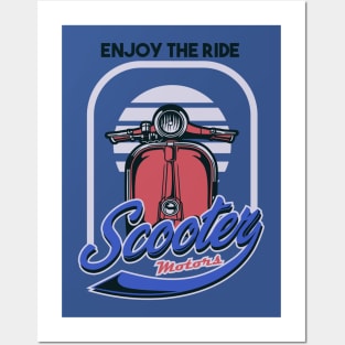 RED CLASSIC SCOOTER Posters and Art